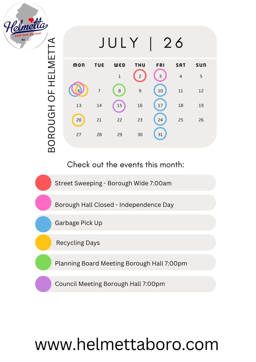 Monthly Agenda